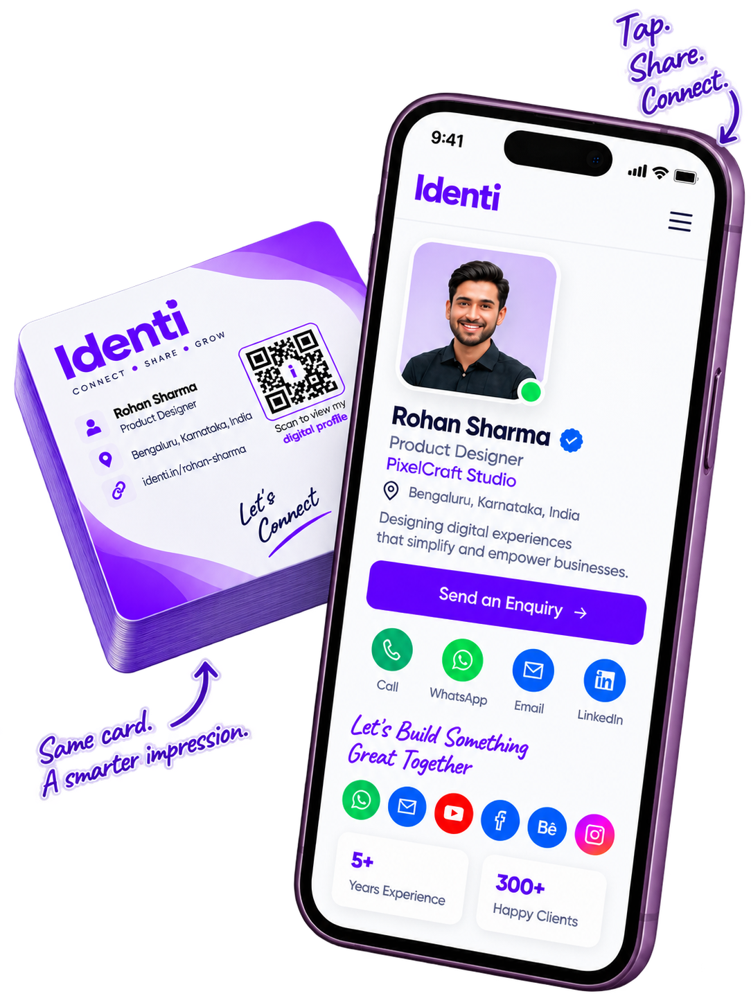 Identi smart card and digital profile on a phone